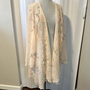 Floral Peach Vintage Women's ruffled feminine sheer robe
